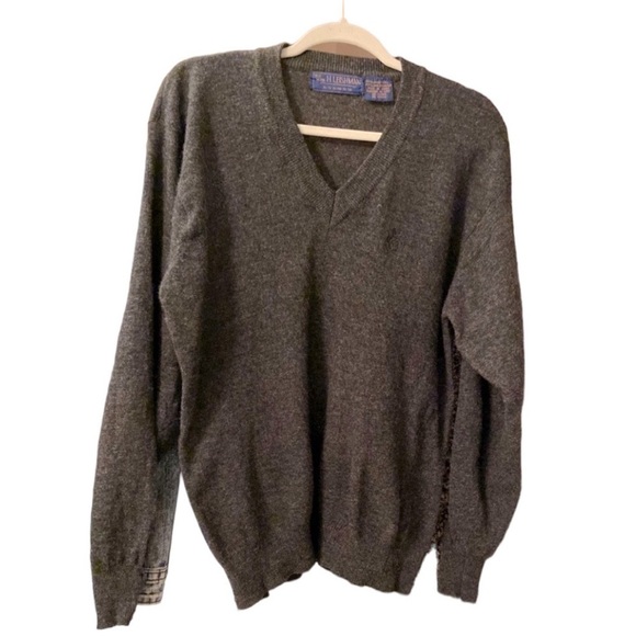 Wm H Leishman Vintage 100% Lambswool V-Neck Sweater (Wardrobe Essential) - Picture 2 of 12